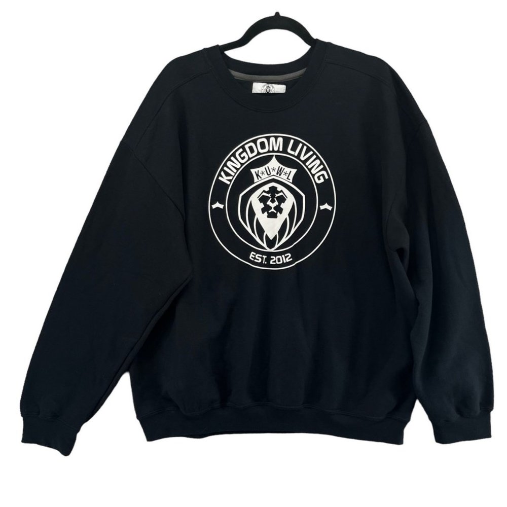 Kingdom Living Lion Sweatshirt Mens Black White Long Sleeve Pullover Size XL